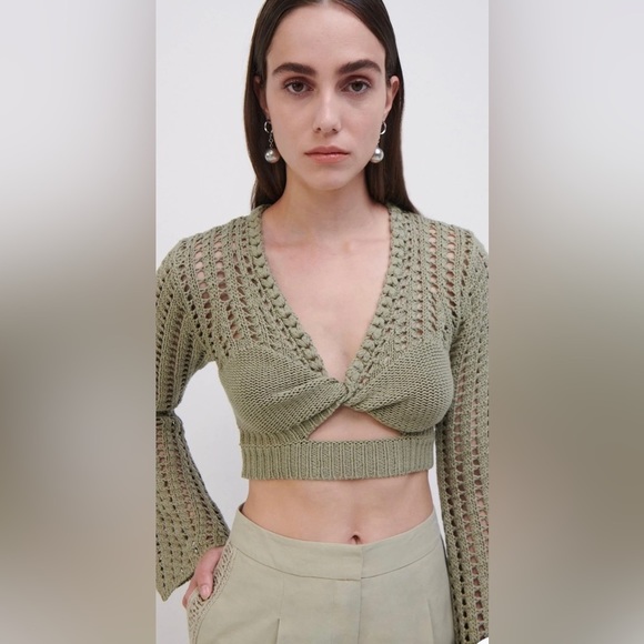 Jonathan Simkhai NWT XS NILE CROCHET CROP TOP - Picture 2 of 5